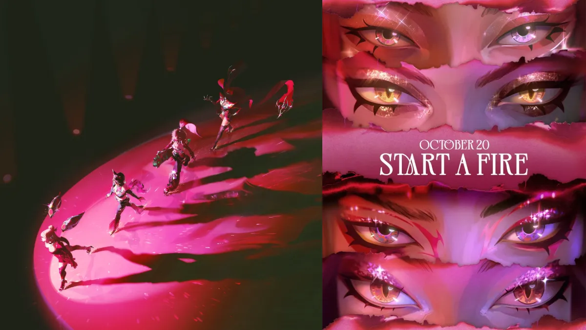 K/DA FIRESTARTER 뮤직비디오에 등장한 아리, 아칼리, 이블린, 카이사