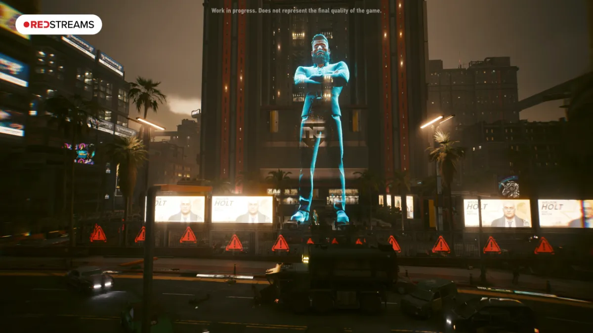 リチャード・ナイトが案内するナイトシティ観光ツアーのゲーム画面