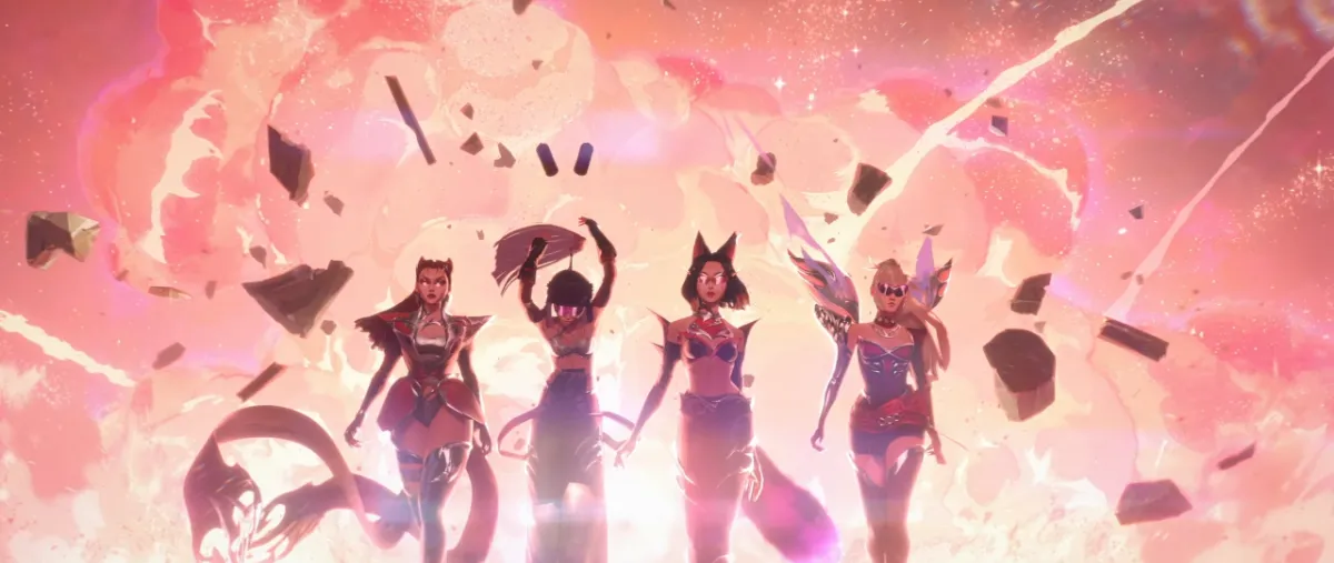 K/DA FIRESTARTER 아리, 아칼리, 이블린, 카이사의 신규 의상 디자인